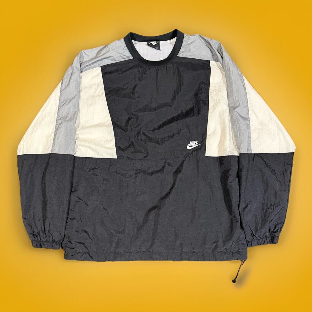 Nike Windbreaker Pullover Jacket Mens Medium Black Gray Colorblock